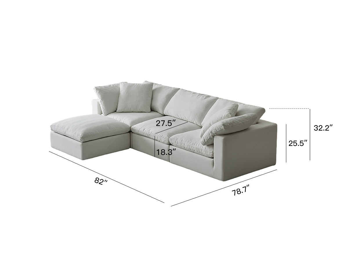 Modern Modular Design With Straight 3 Person Seating With Ottoman
