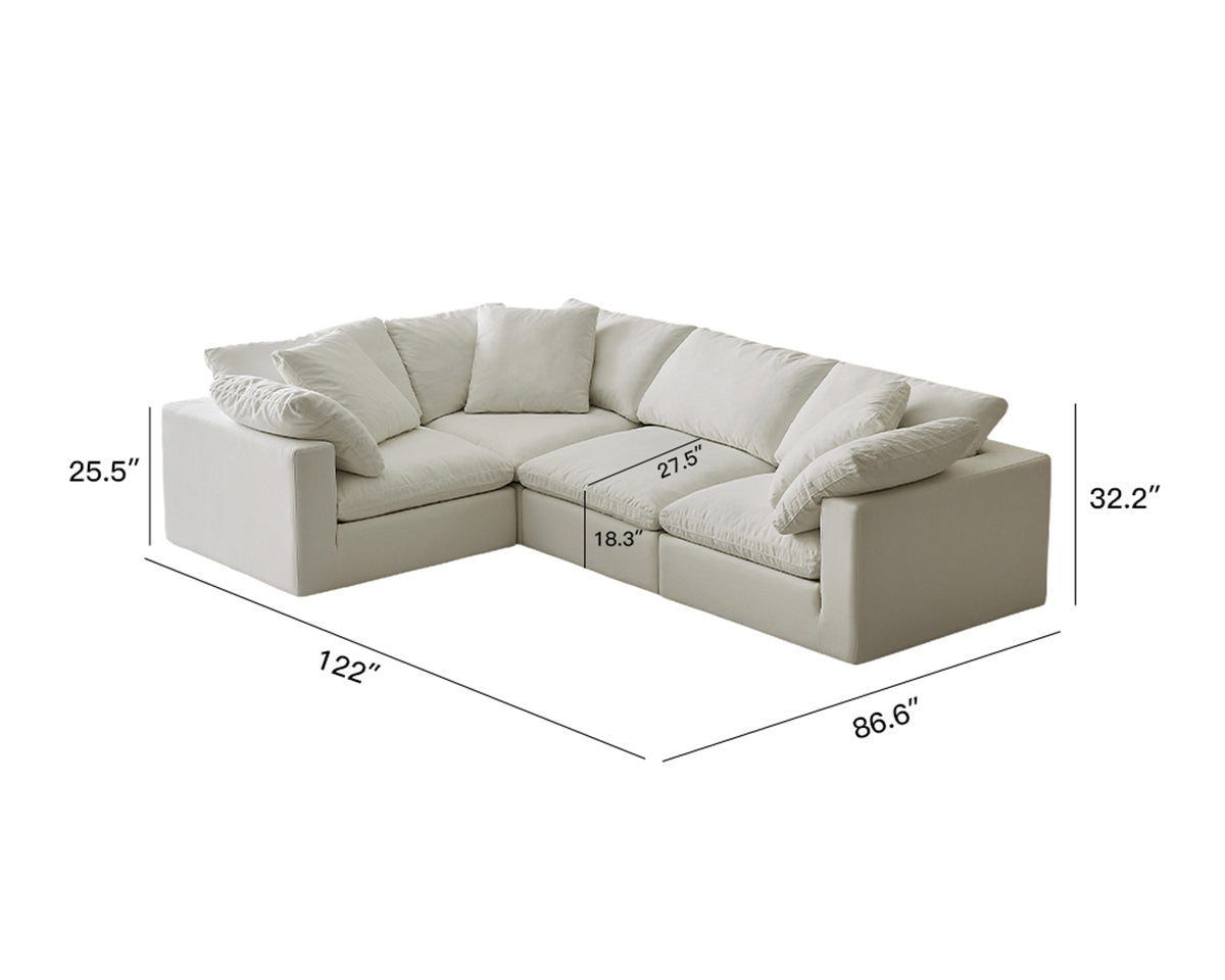 Cloud Sofa With Three Seats And Corner Chairs For 3 Assembly - L Type