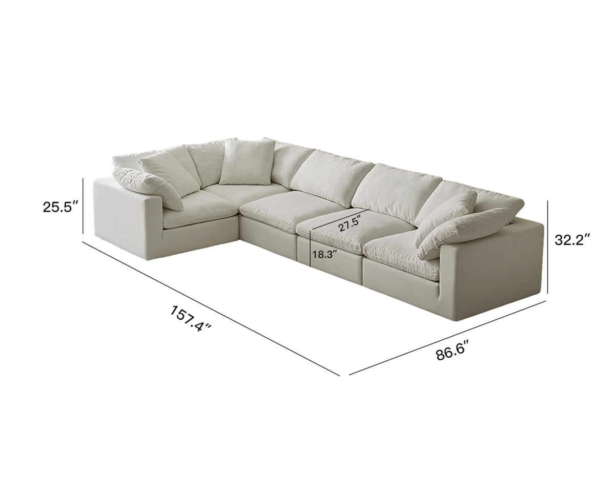 Modern Modular L-Shaped Sectional Sofa With Corner Chairs