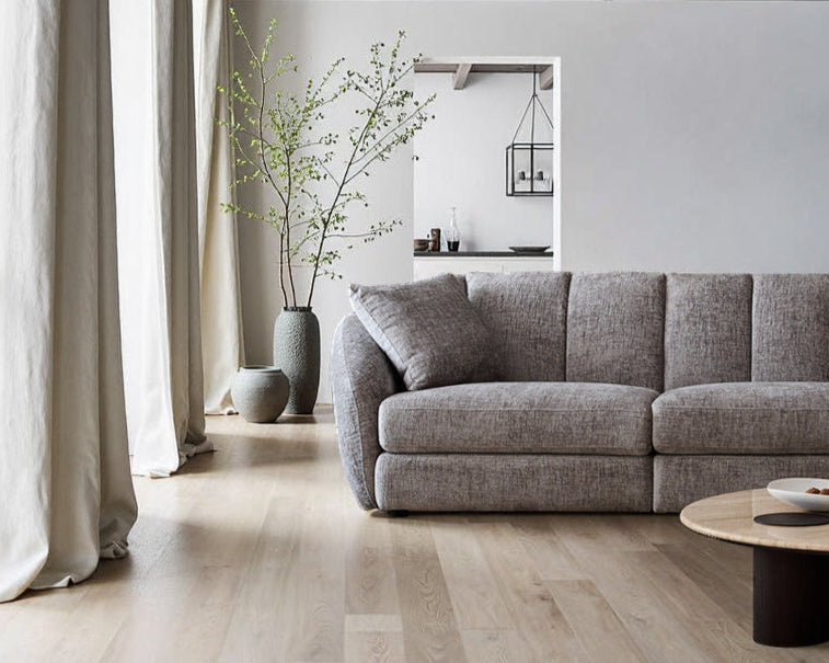 Modern scallop sofa - double seat, curved design with anti slip base