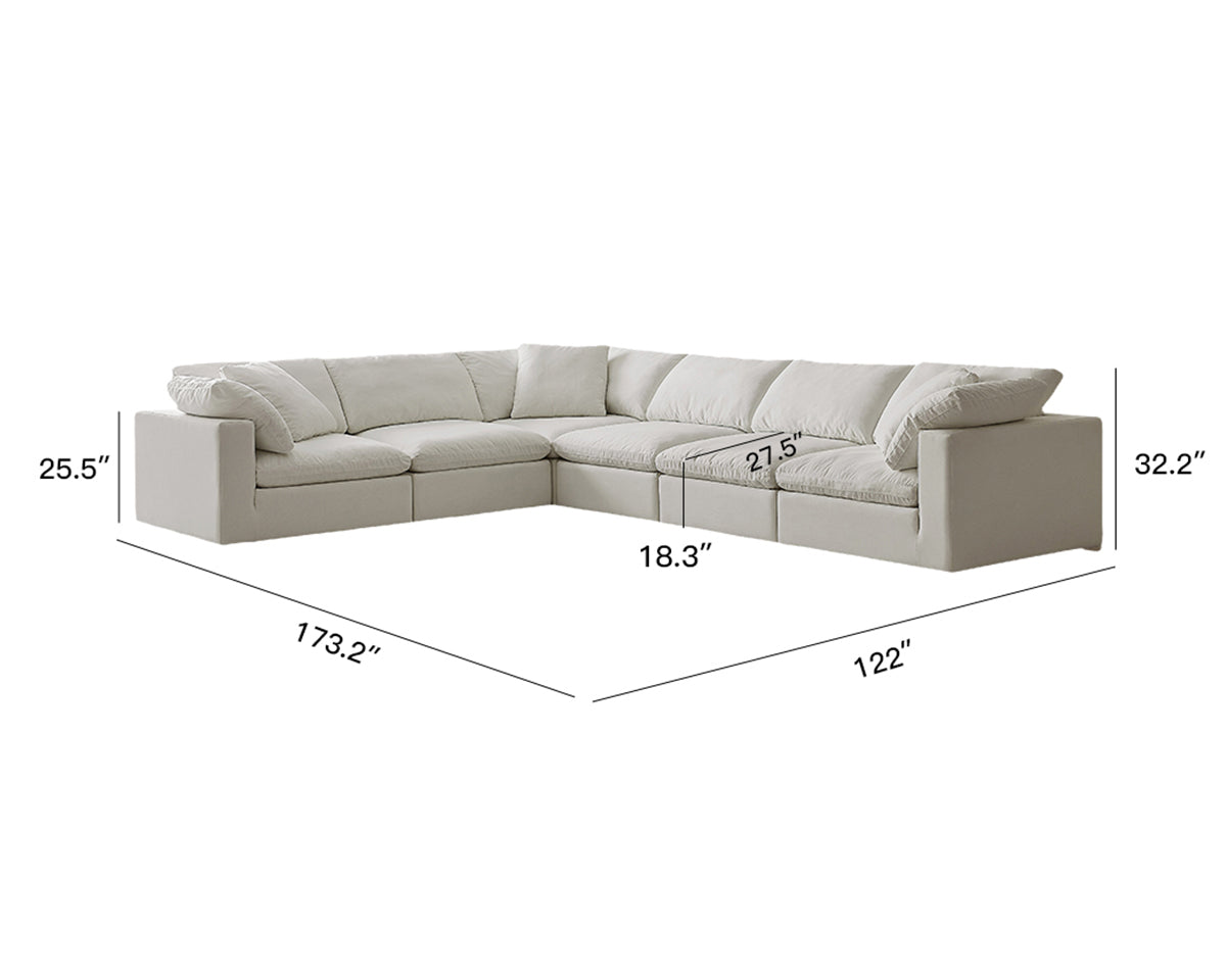 Modular Cloud Sofa: Modern 8-Seat L-Shaped Sectional with Free-Form Configurations