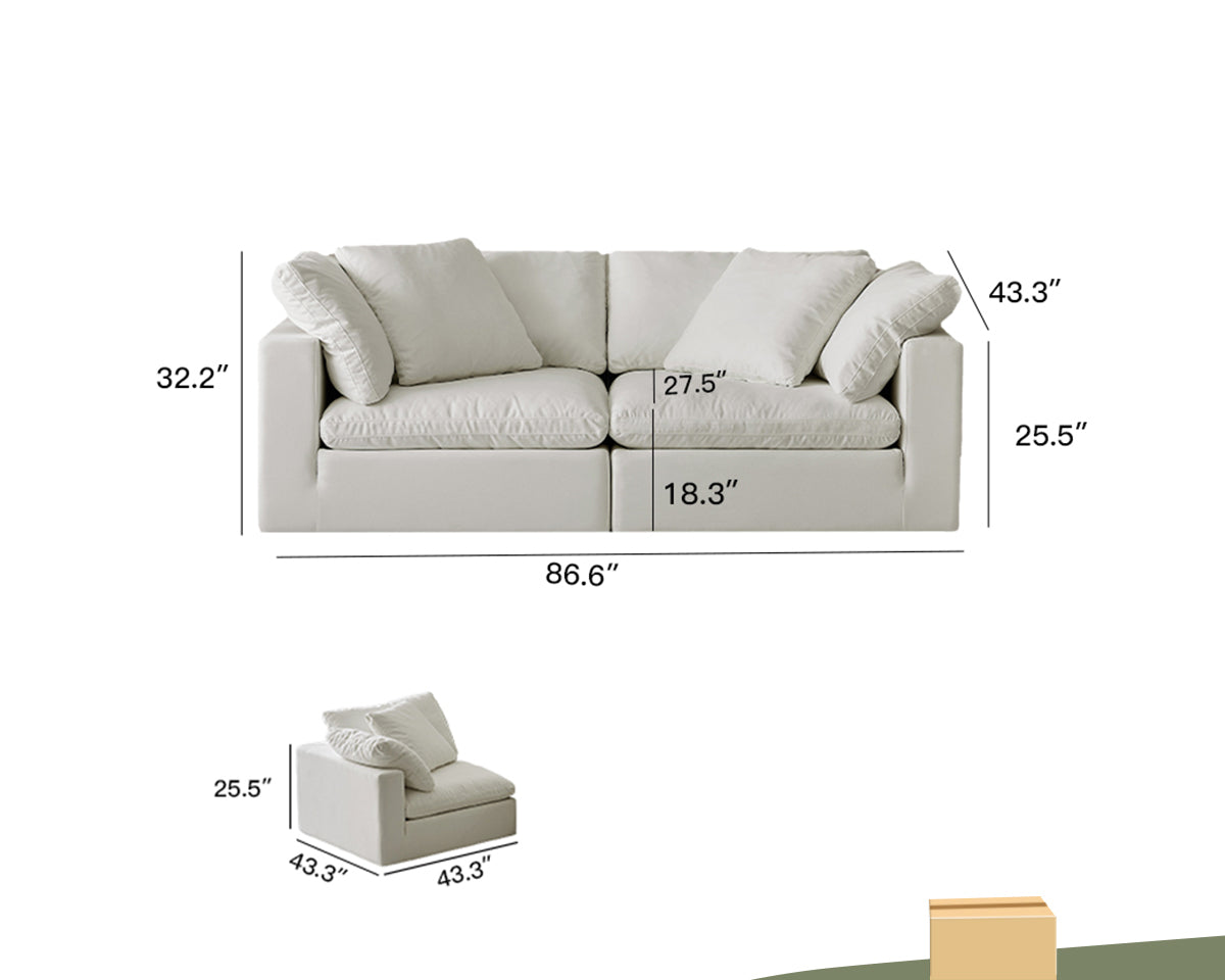 Rifezza Modern Cloud Soft Linen Love Seat- Double