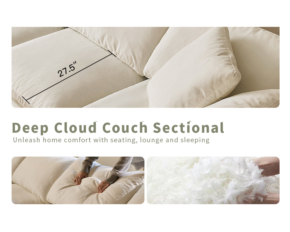 Rifezza Modern Cloud Soft Linen Love Seat- Double