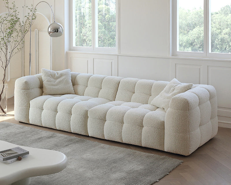 Aeris Candy-Shaped Upholstered Boucle Couch