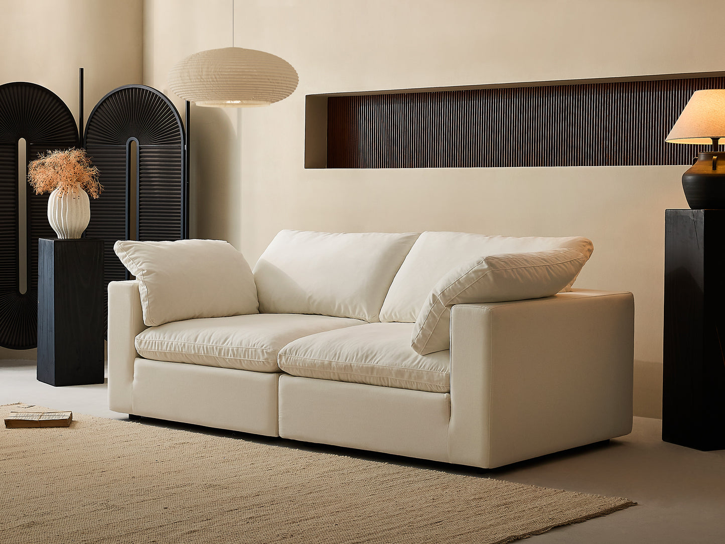 Rifezza Modern Cloud Soft Linen Love Seat- Double