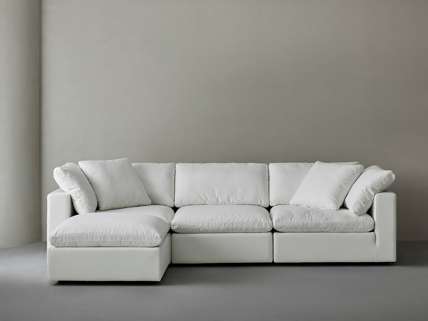 Modern Modular Design With Straight 3 Person Seating With Ottoman