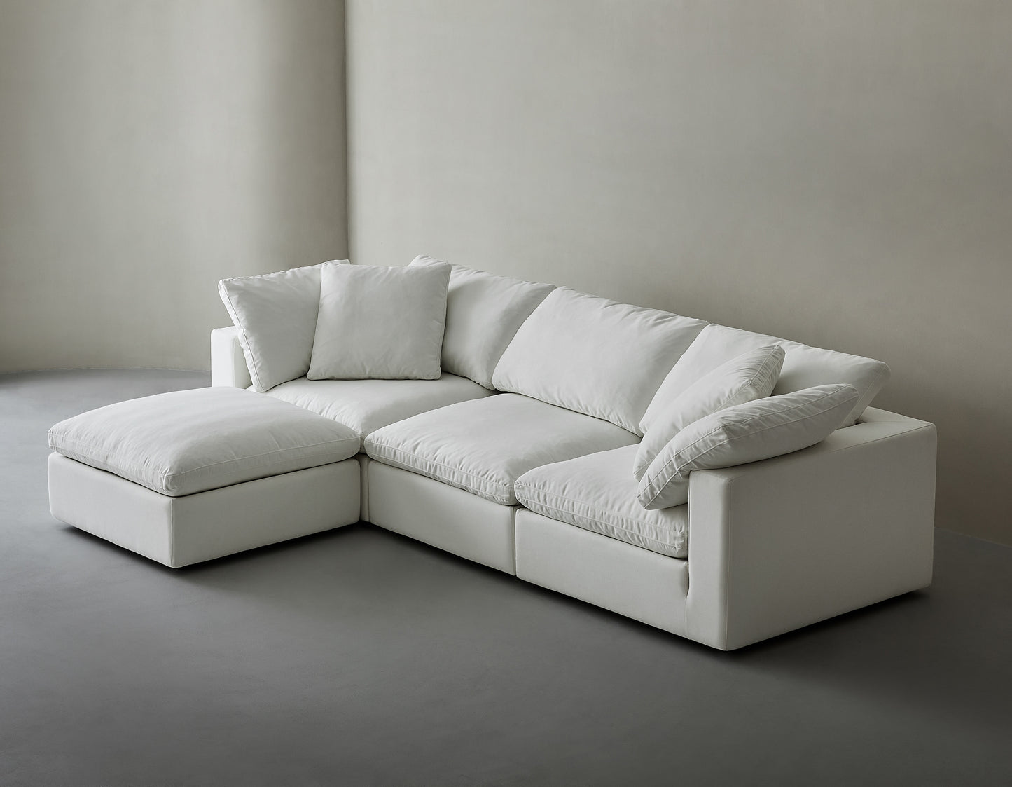 Modern Modular Design With Straight 3 Person Seating With Ottoman