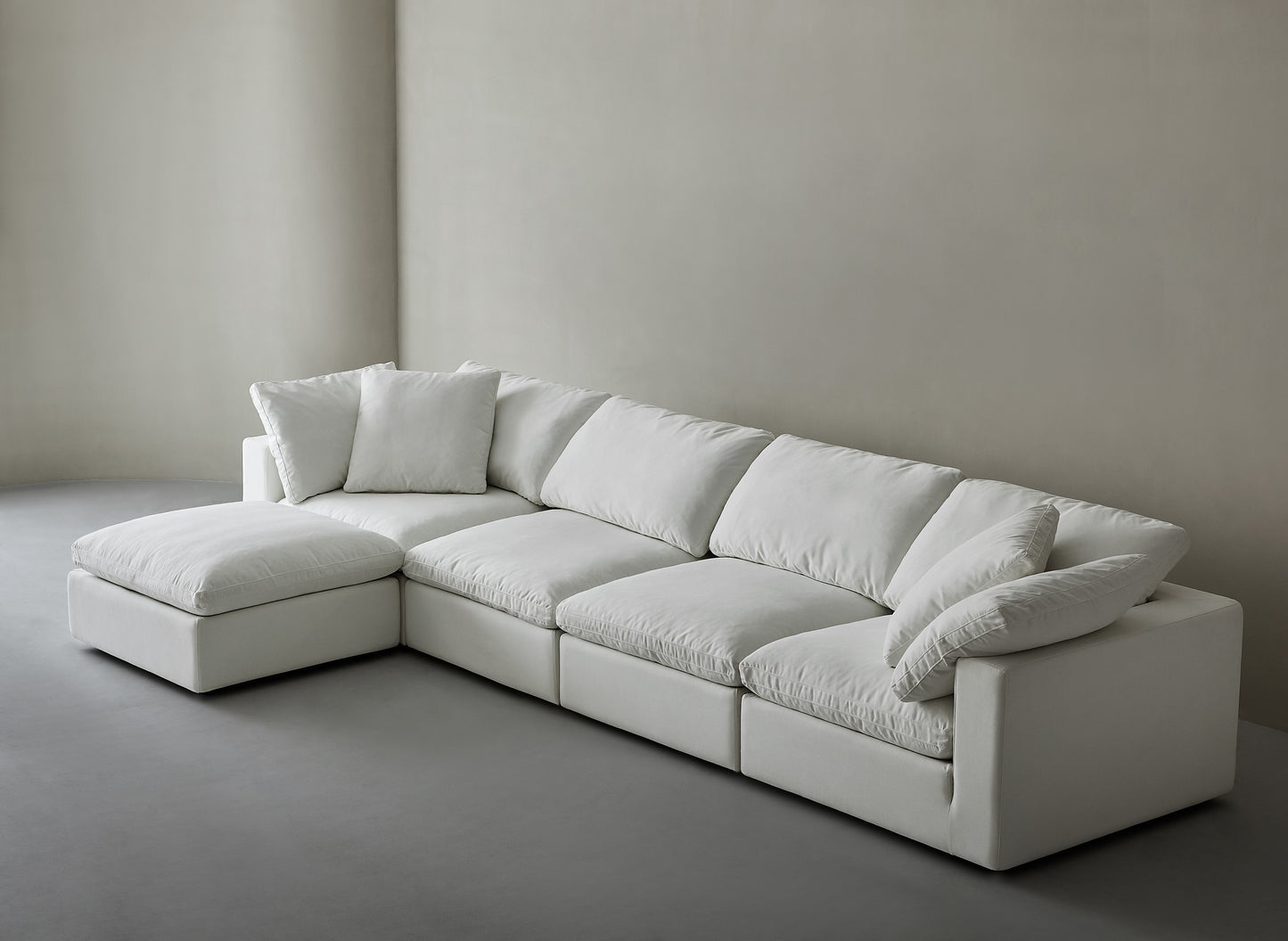 Cloud sofa | Modern Modular Design With Straight 4 Person Seating With Ottoman