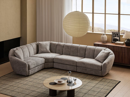 Modern Scallop L-Shaped 4-Seater Sofa With Anti Slip Plastic Feet