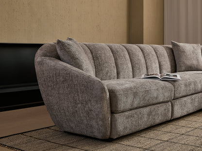 Modern L-Shaped Scallop Sofa With 5 Seats, Anti Slip Plastic Foot Segmented Sofa