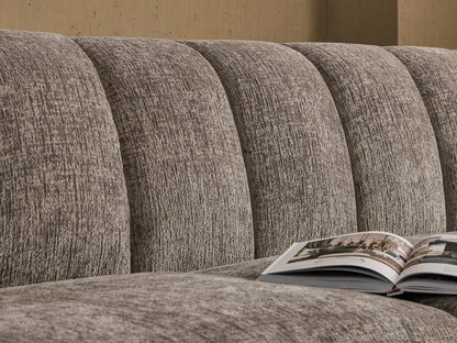 Modern scallop sofa - 3 seats, curved design, soft velvet fabric and non slip base