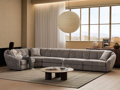 Modern L-Shaped Scallop Sofa With 5 Seats, Anti Slip Plastic Foot Segmented Sofa