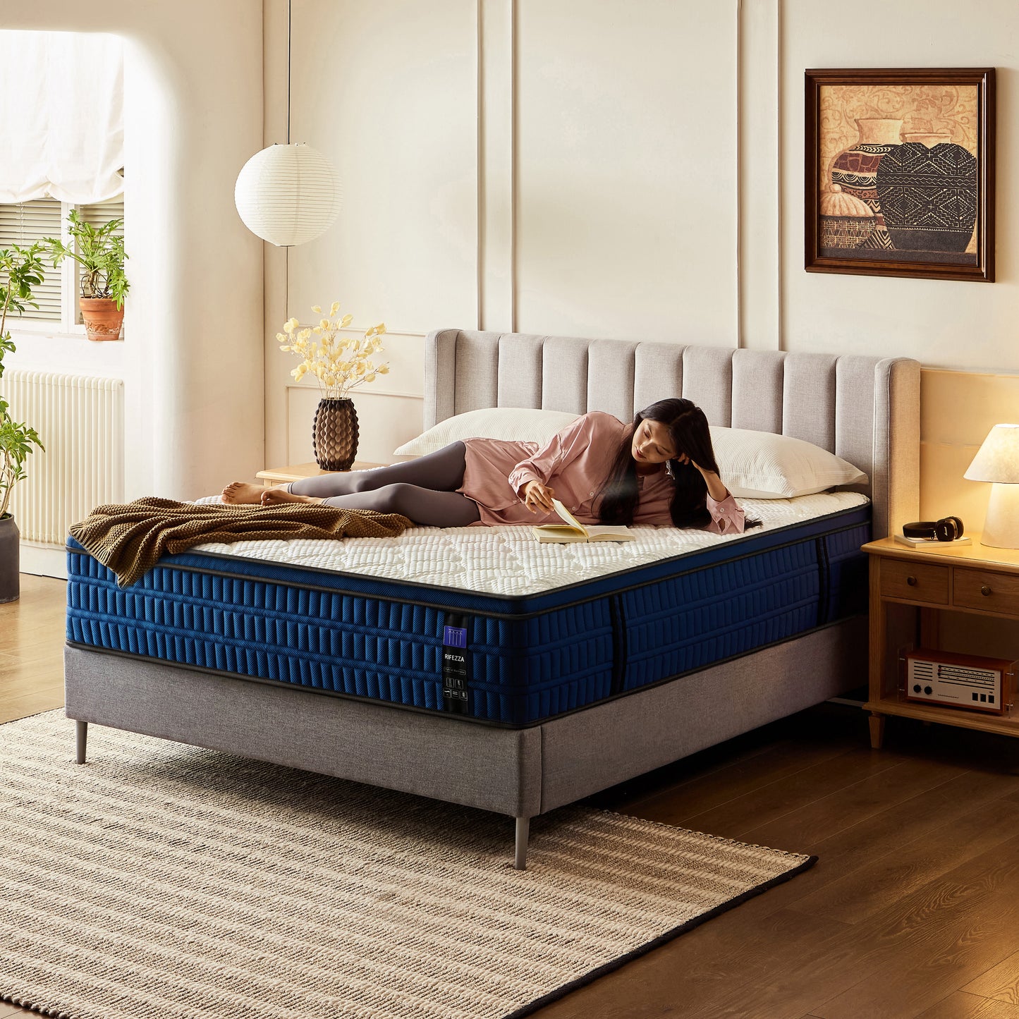 14" Hybrid Mattress, Medium-Firm Gel Memory Foam & Pocket Coils, Cooling Pillow Top, Edge Support, CertiPUR-US, Mattress in a Box