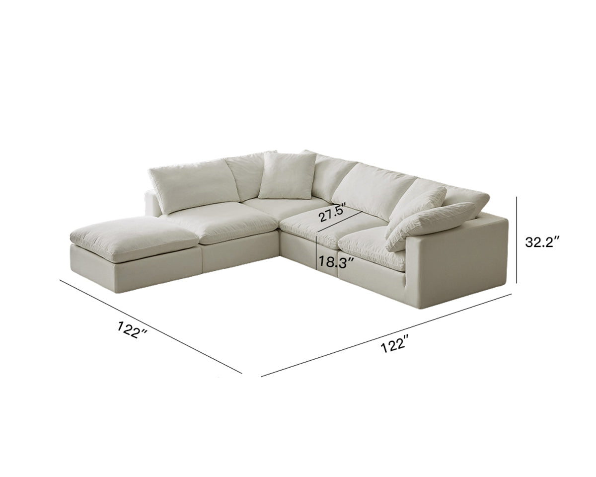 Modern Modular Design With Straight 4 Person Seating With Ottoman