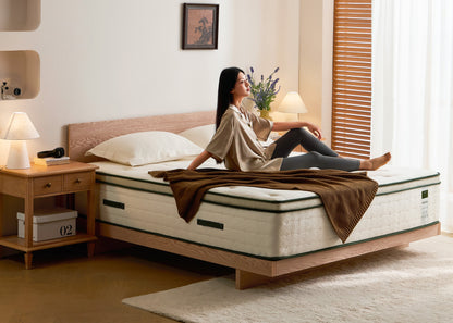 Mattress 14" Hybrid, Gel Memory Foam & Pocket Coils, Medium-Firm, Cooling Pillow Top, Motion Isolation