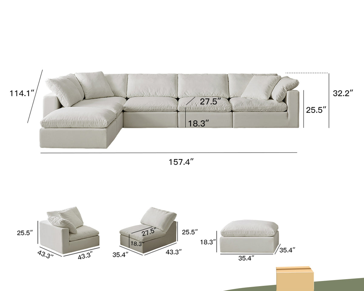 Convertible 6-Seater Modular Sofa Bed  With Ottoman