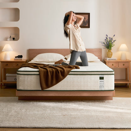 Mattress 14" Hybrid, Gel Memory Foam & Pocket Coils, Medium-Firm, Cooling Pillow Top, Motion Isolation