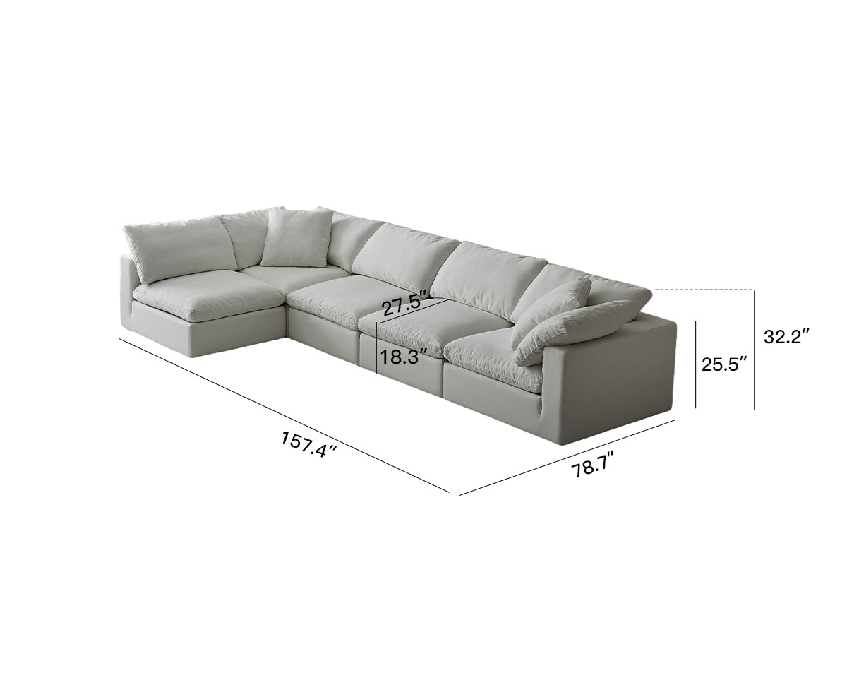 Modern modular combination cloud sofa, L-shaped 4-person seat