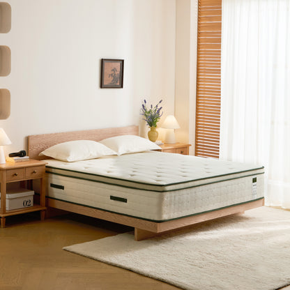 Mattress 14" Hybrid, Gel Memory Foam & Pocket Coils, Medium-Firm, Cooling Pillow Top, Motion Isolation
