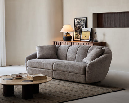 Modern scallop sofa - double seat, curved design with anti slip base