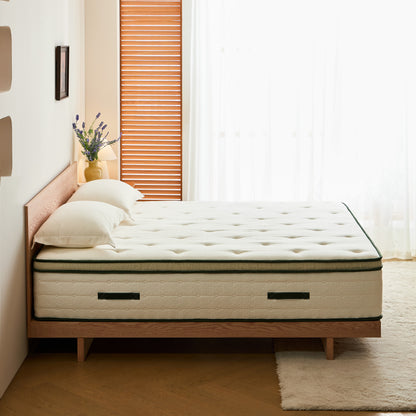 Mattress 14" Hybrid, Gel Memory Foam & Pocket Coils, Medium-Firm, Cooling Pillow Top, Motion Isolation