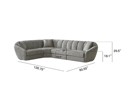 Modern Scallop L-Shaped 4-Seater Sofa With Anti Slip Plastic Feet