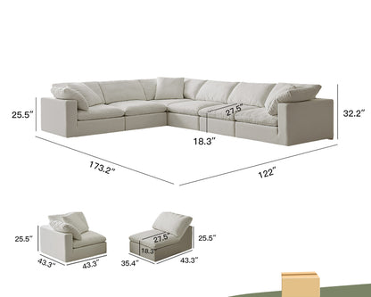 Modular Cloud Sofa: Modern 8-Seat L-Shaped Sectional with Free-Form Configurations