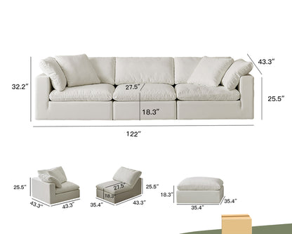 Cloud Sofa Modern Style Super Soft Seating Experience Straight 3 Person Seat
