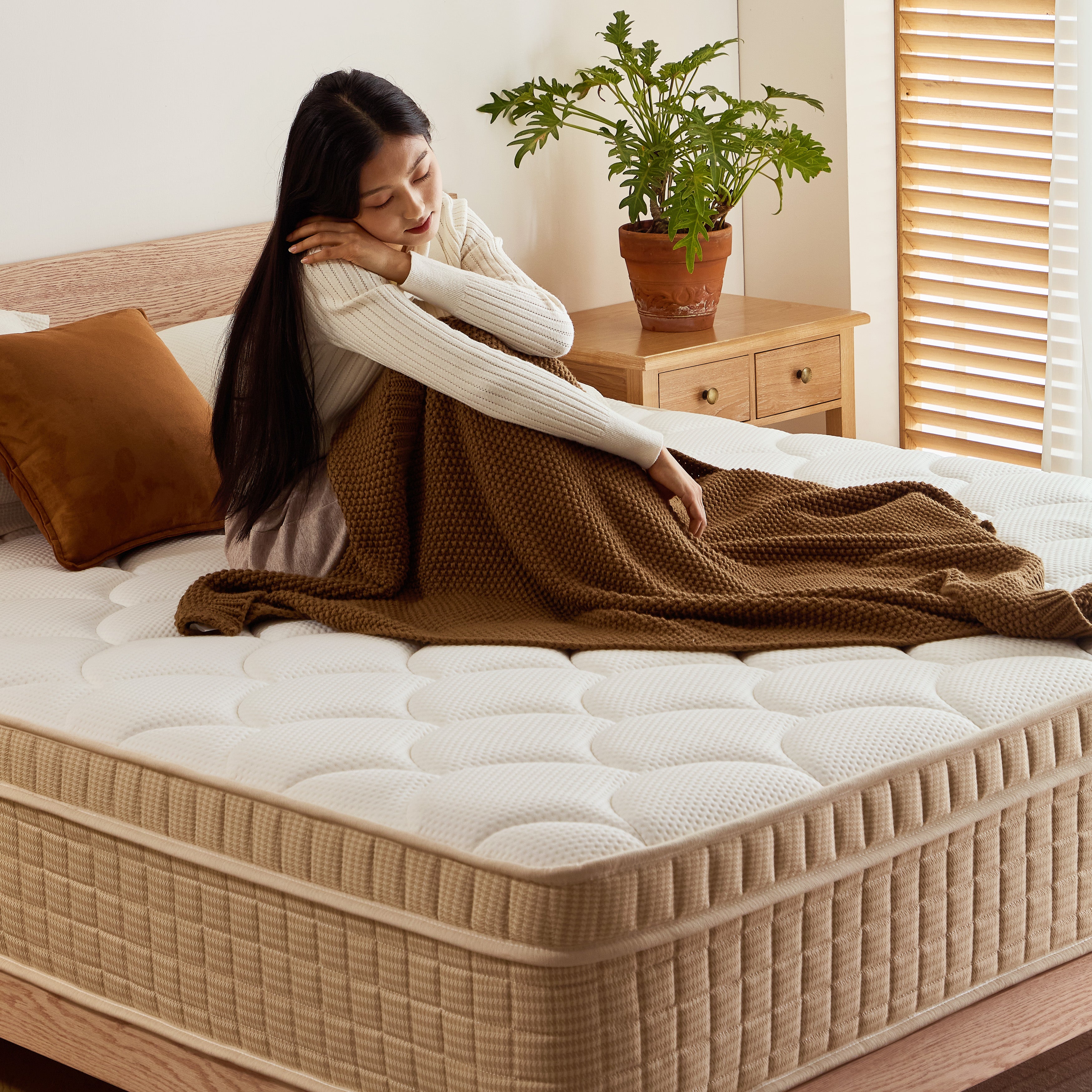 Second image of Rifezza 14” Pillow-Top Hybrid Mattress, Dual-Layer Gel & Memory Foam with Pocket Coils, Cooling & Pressure Relief, Edge Support, OEKO-TEX & Fiberglass-Free, Mattress in a Box