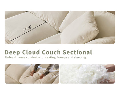 Cloud Sofa Modern Style Super Soft Seating Experience Straight 3 Person Seat