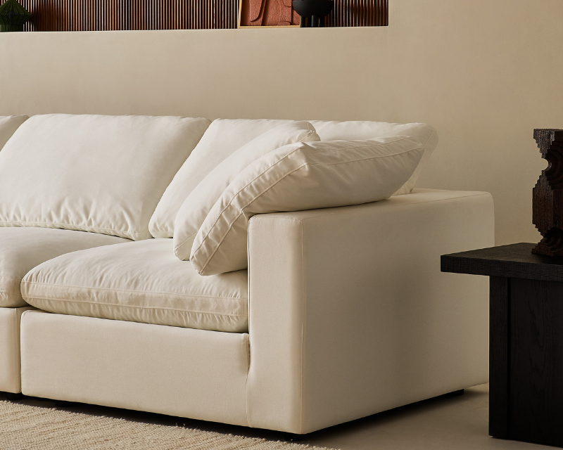 Modern Modular Design With Straight 3 Person Seating With Ottoman