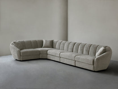 Modern L-Shaped Scallop Sofa With 5 Seats, Anti Slip Plastic Foot Segmented Sofa