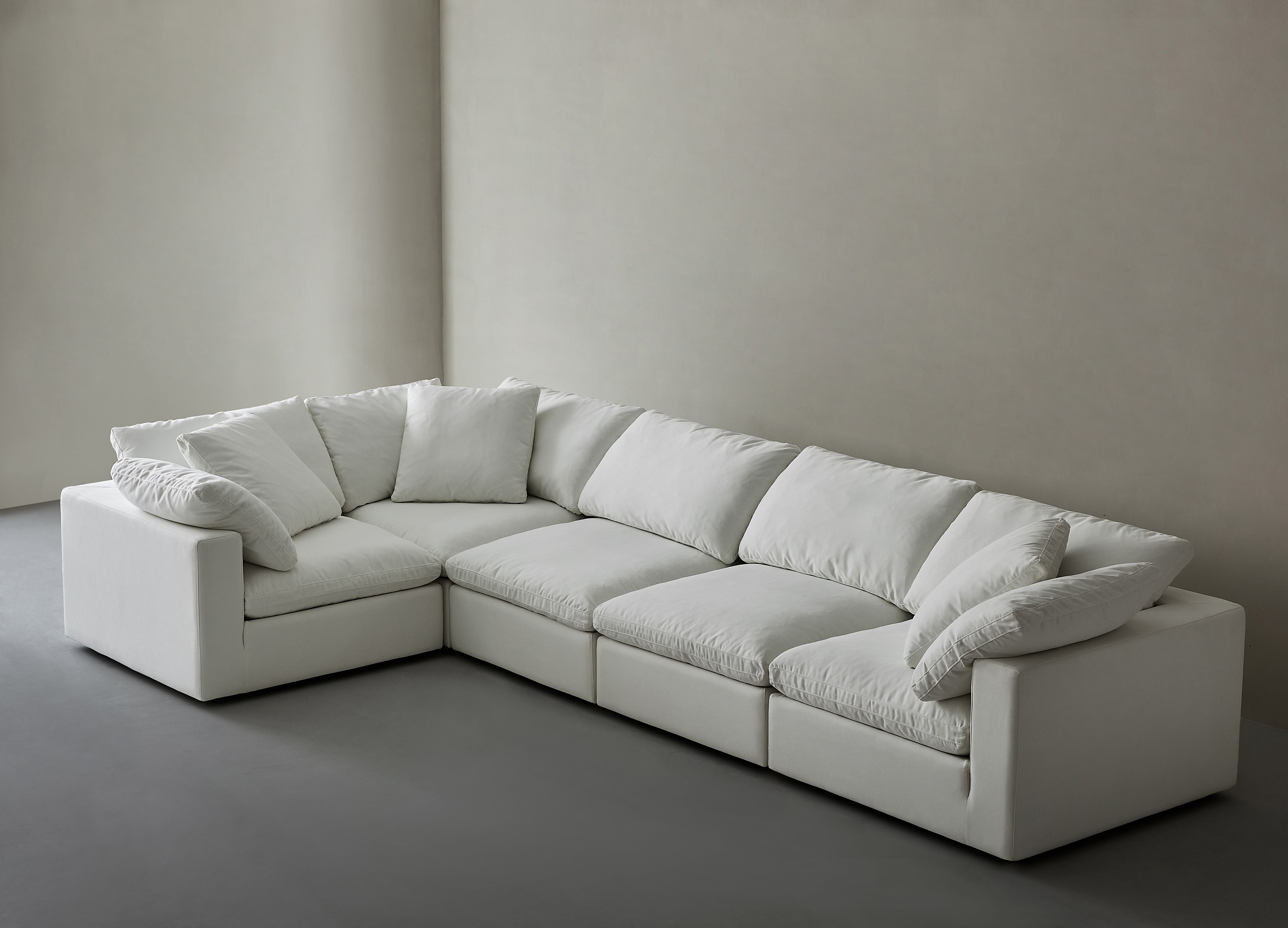 Modern Modular L-Shaped Sectional Sofa With Corner Chairs