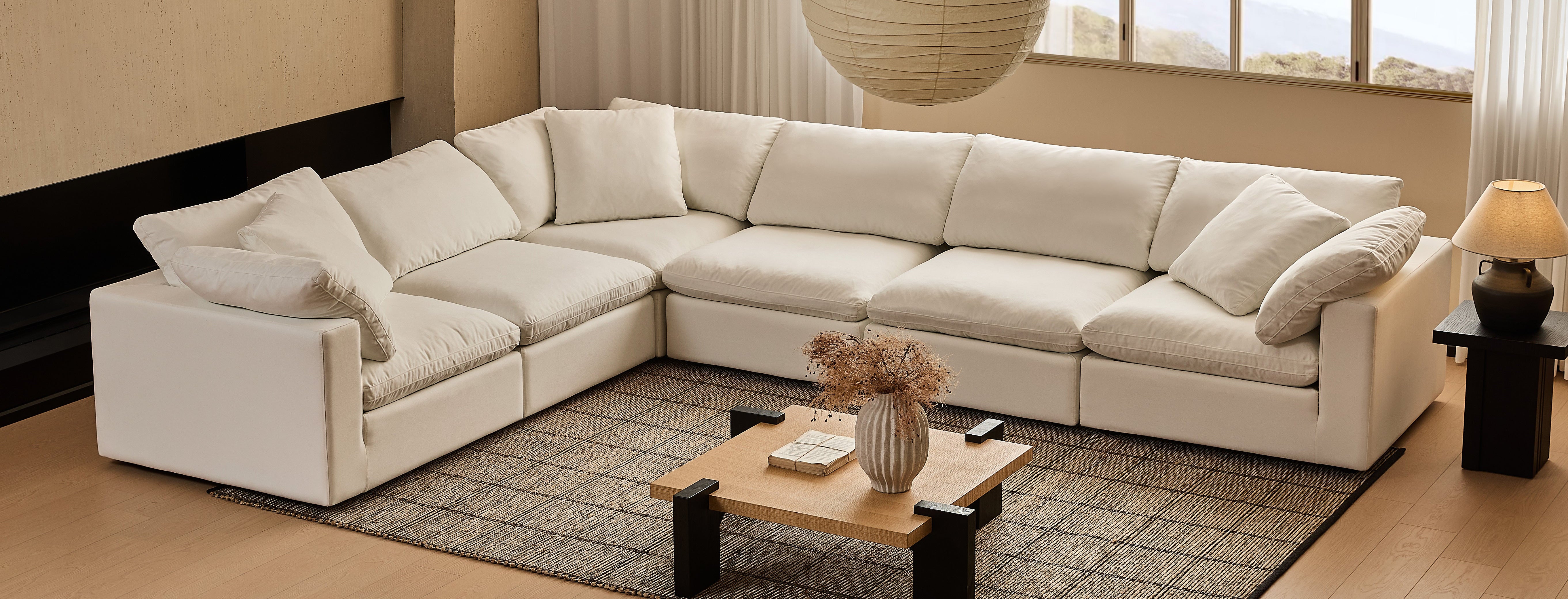 Modular Cloud Sofa: Modern 8-Seat L-Shaped Sectional with Free-Form Configurations