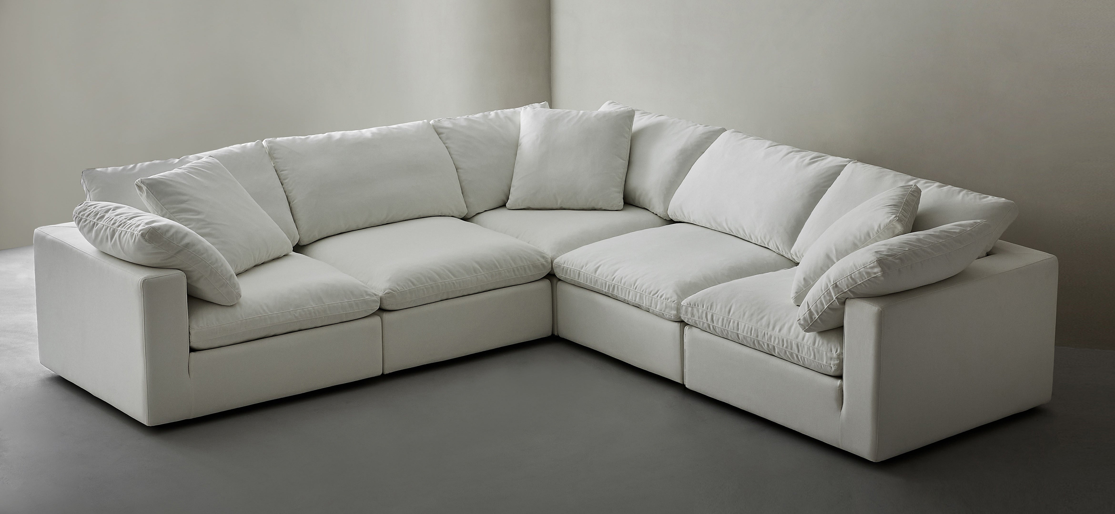 Modern Modular L-Shaped Sectional Sofa With Corner Chairs