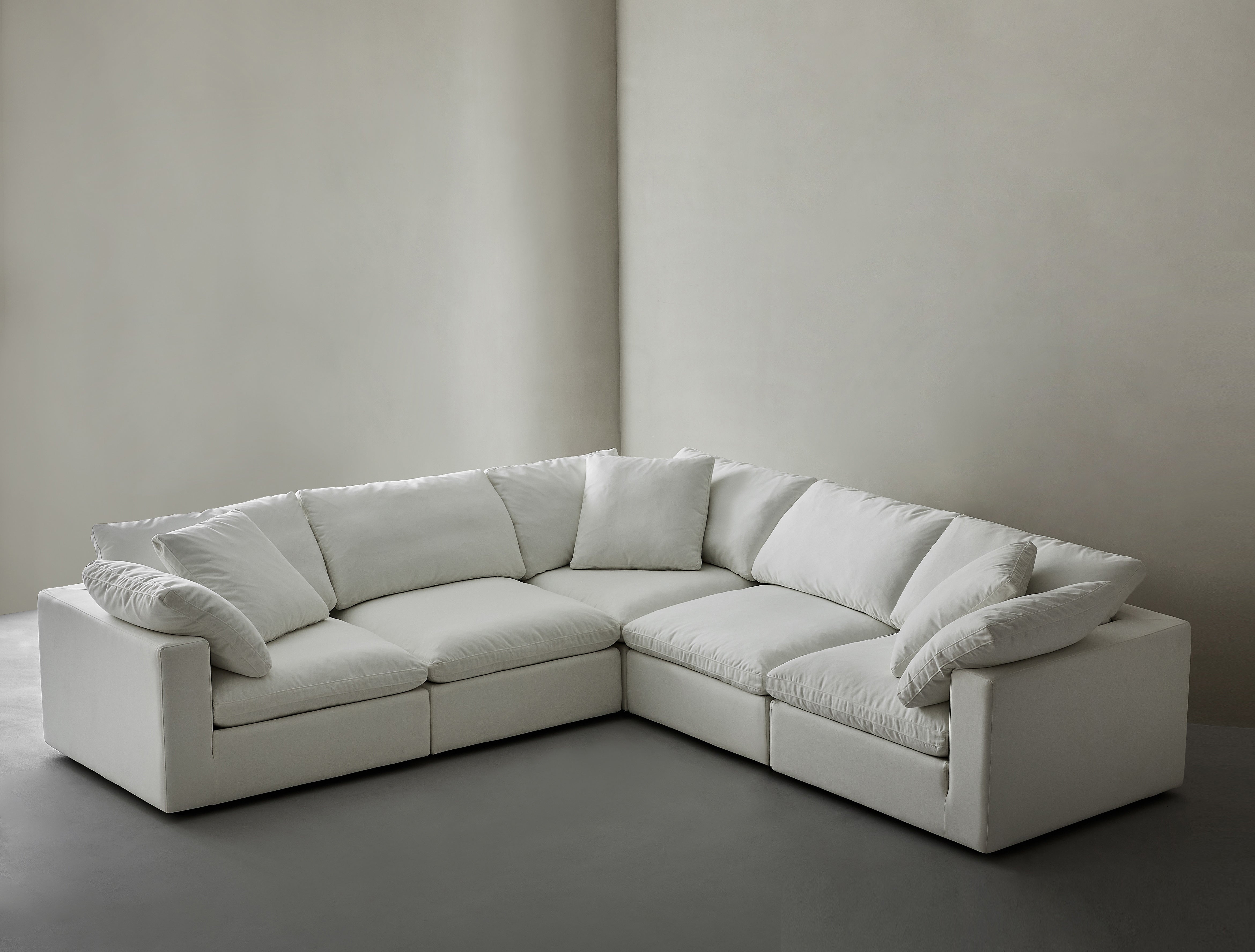 Modern Modular L-Shaped Sectional Sofa With Corner Chairs