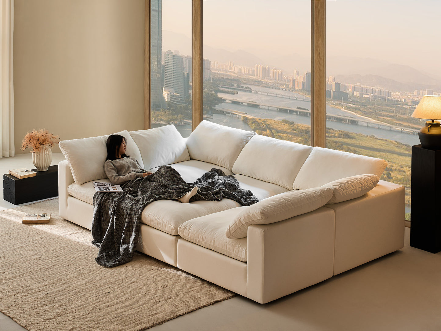 Modern Modular Cloud 6-Seat Modular Sofa Bed