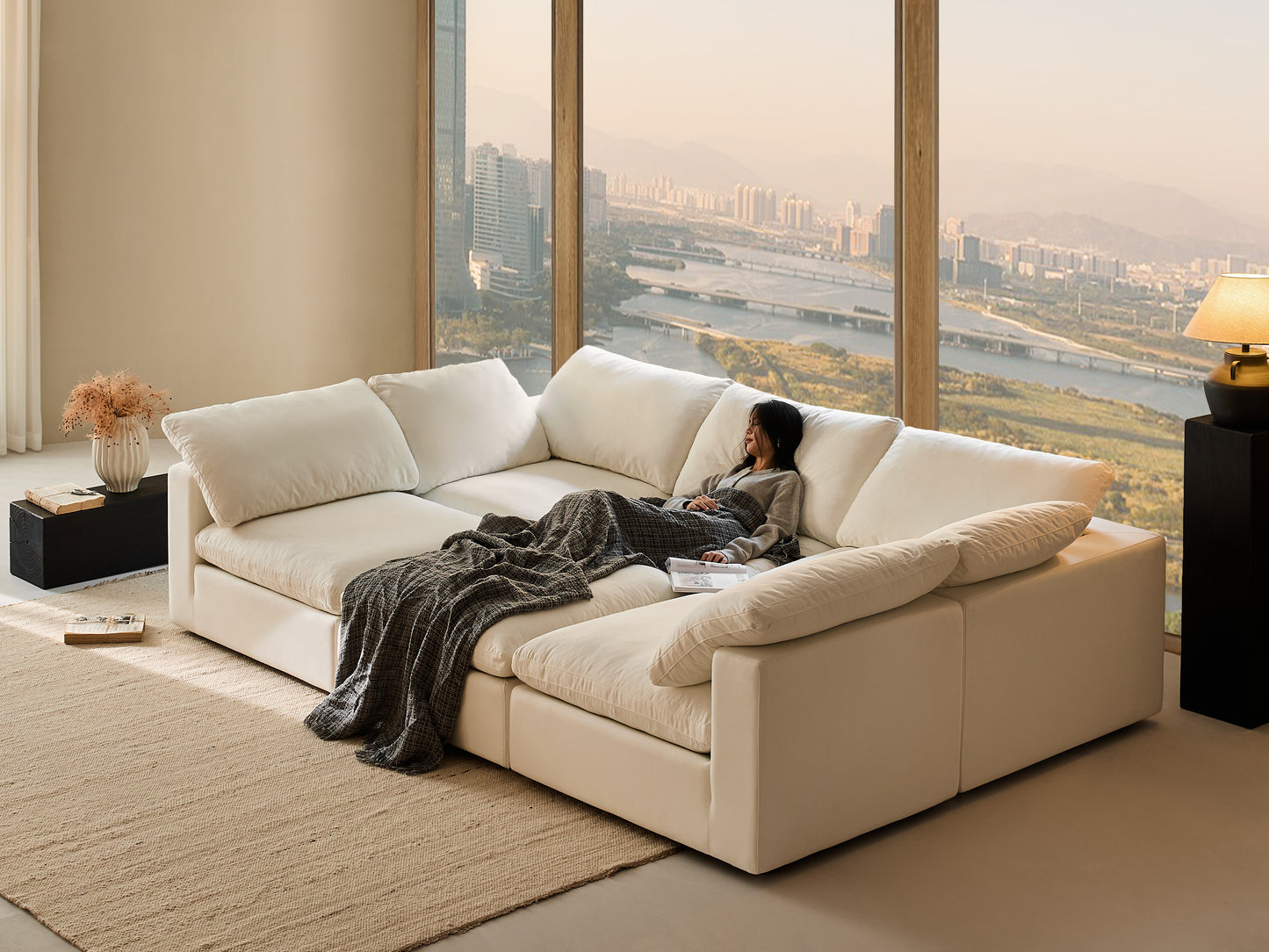 Modern Modular Cloud 6-Seat Modular Sofa Bed