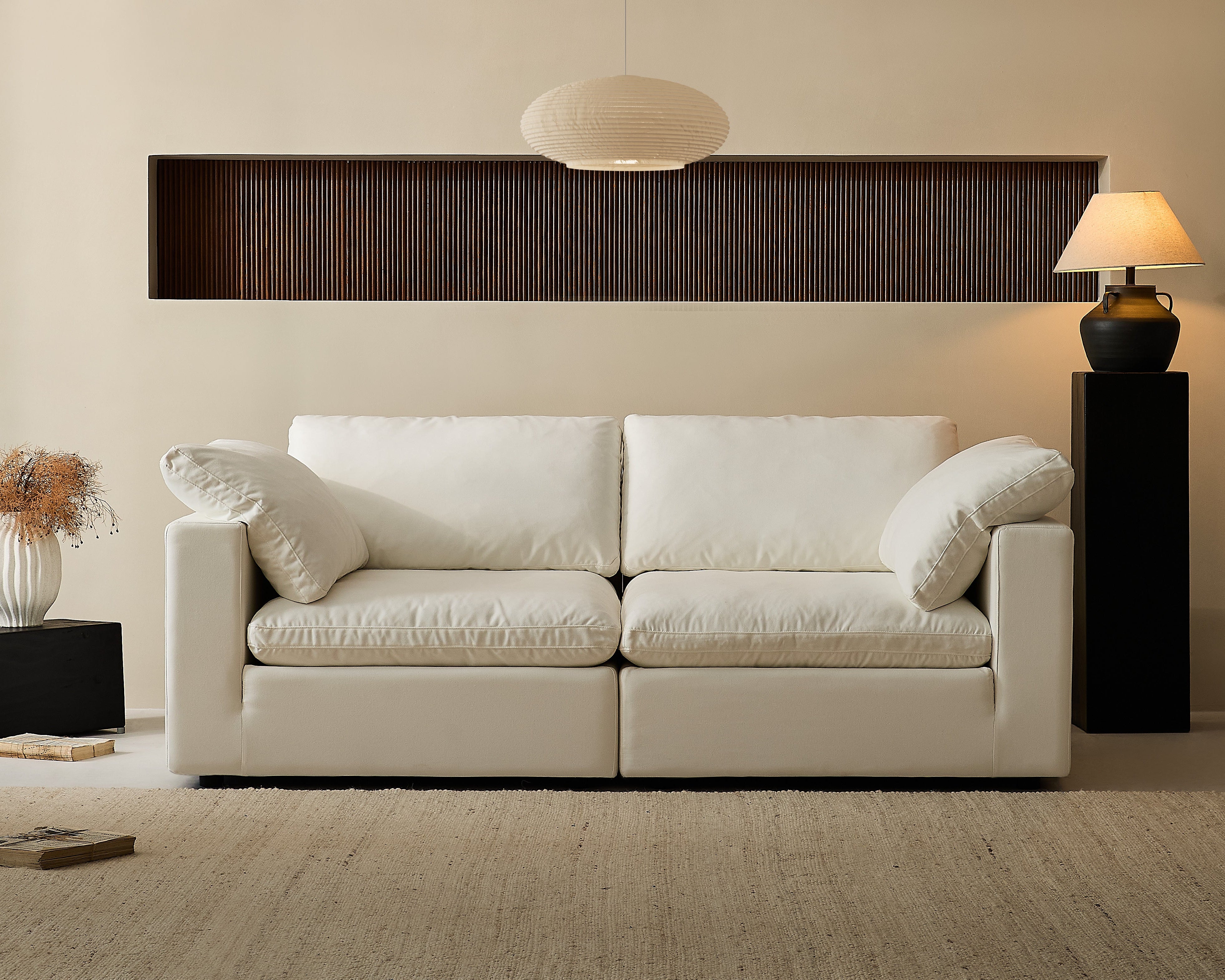 Second image of Rifezza Modern Cloud Soft Linen Love Seat- Double