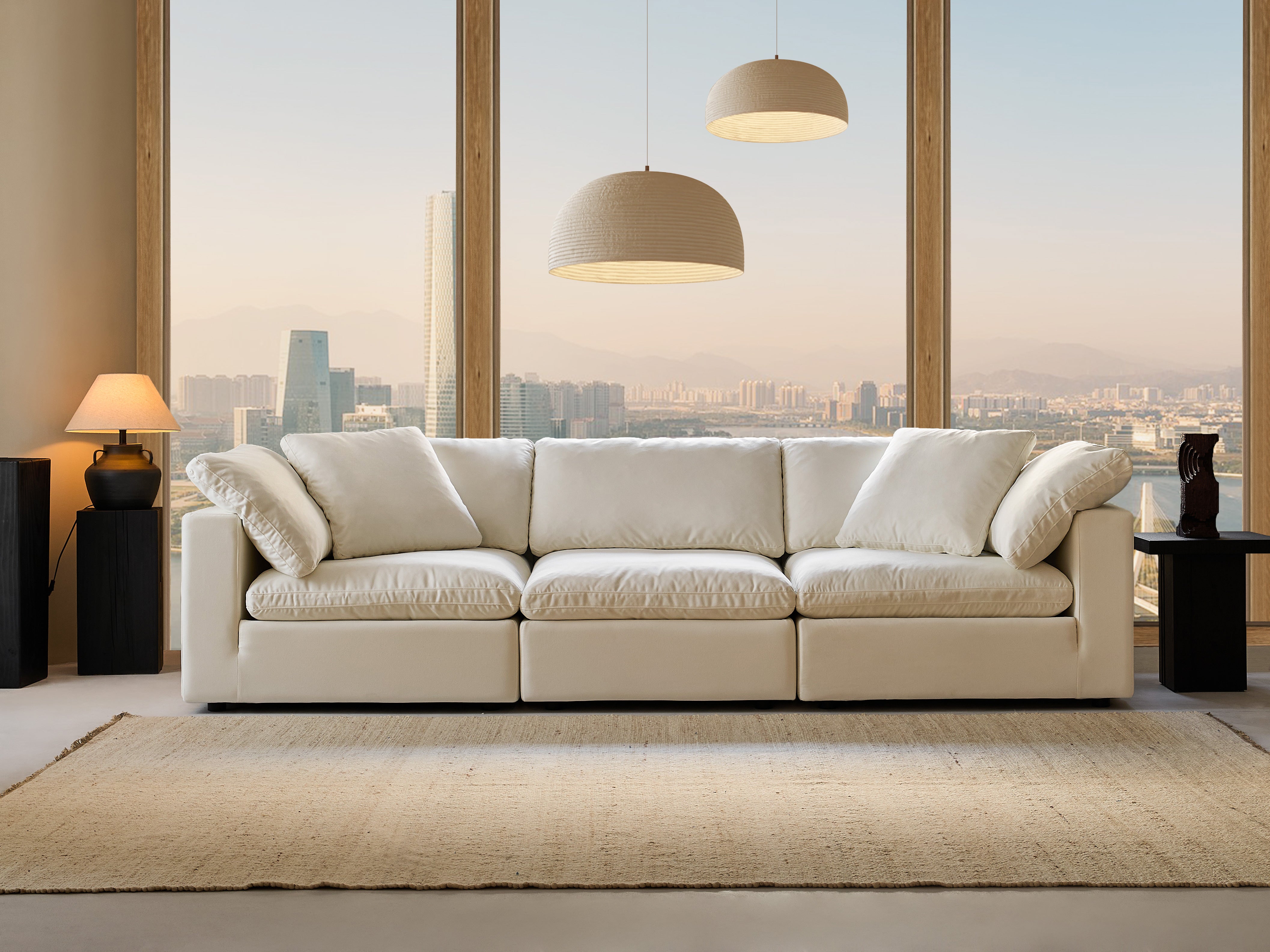 Second image of Cloud Sofa Modern Style Super Soft Seating Experience Straight 3 Person Seat