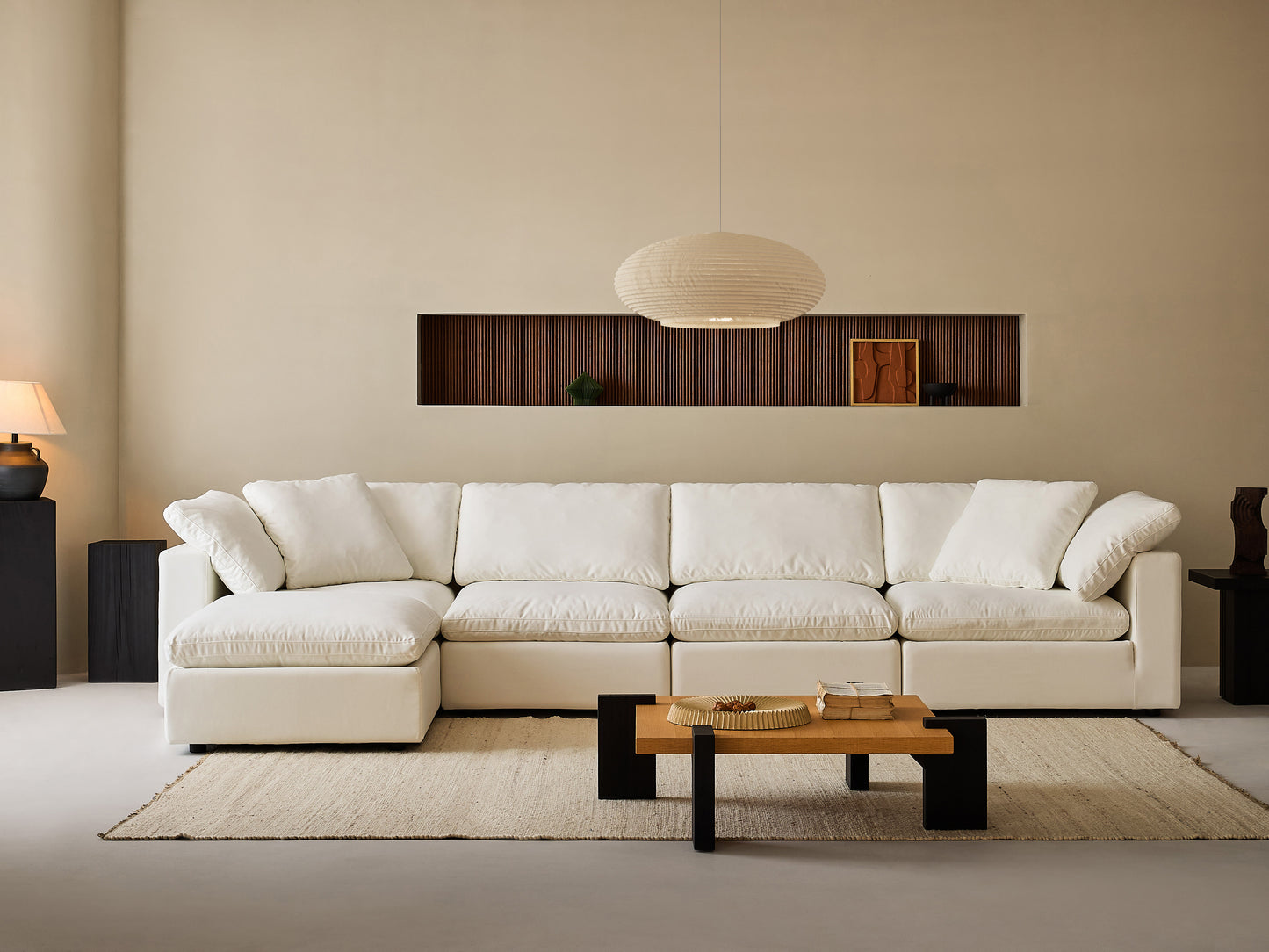 Cloud sofa | Modern Modular Design With Straight 4 Person Seating With Ottoman