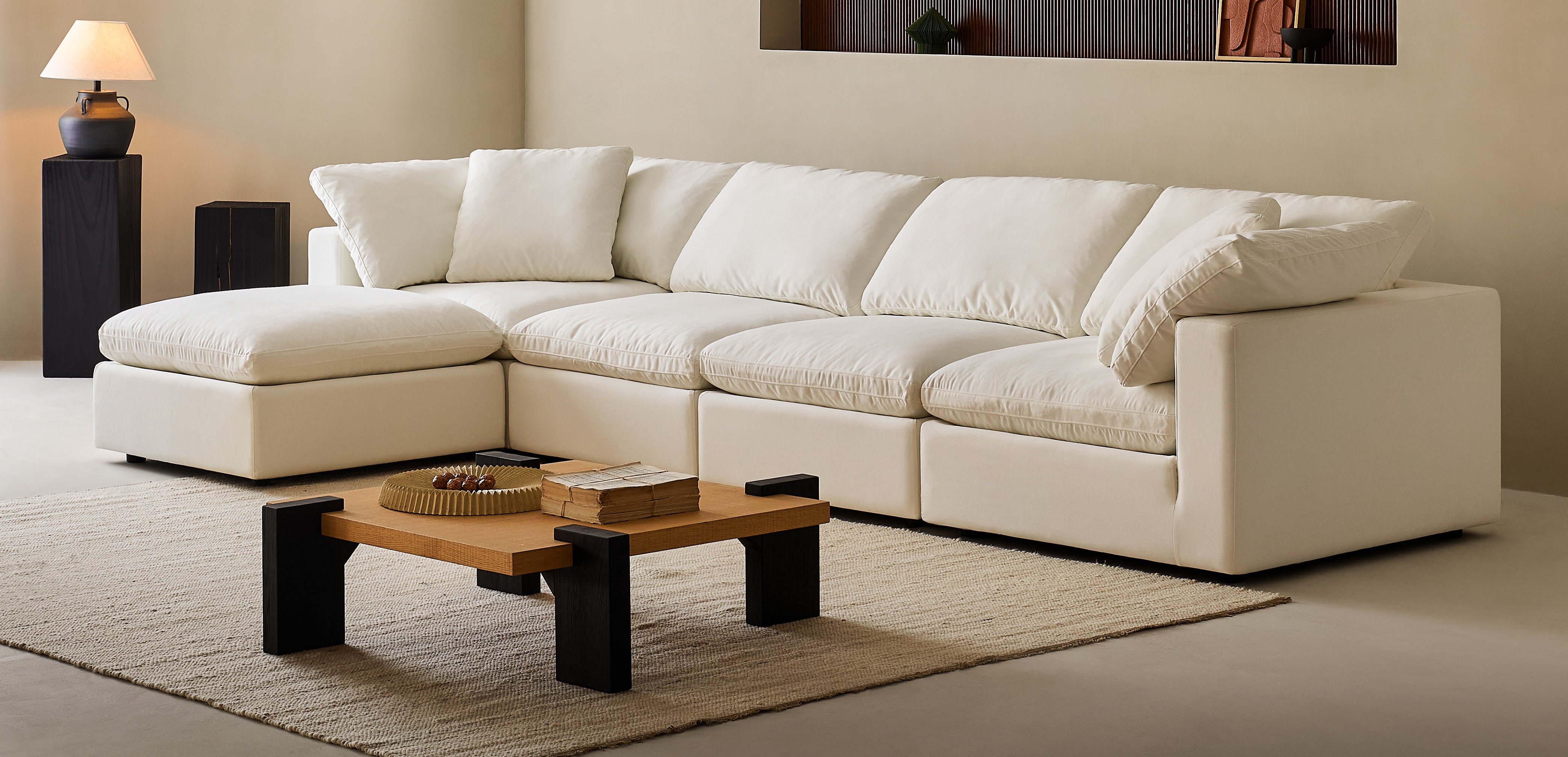 Convertible 6-Seater Modular Sofa Bed  With Ottoman
