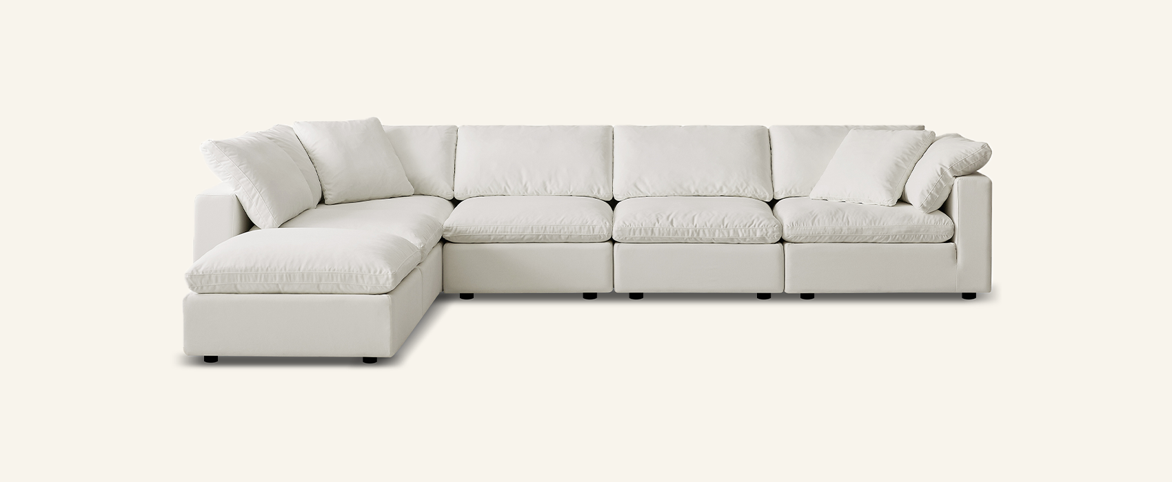 Cloud sofa | Modern Modular Design With Straight 4 Person Seating With Ottoman
