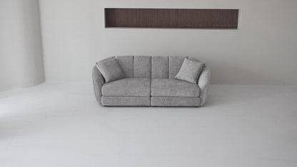 Modern L-Shaped Scallop Sofa With 5 Seats, Anti Slip Plastic Foot Segmented Sofa